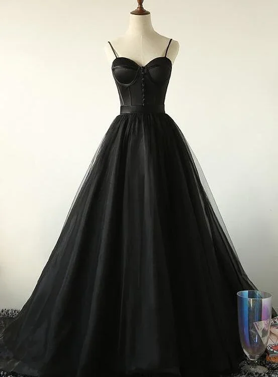 Women's Activewear Attire Charming Black Long Party Gowns, Black Evening Prom Dress gh516