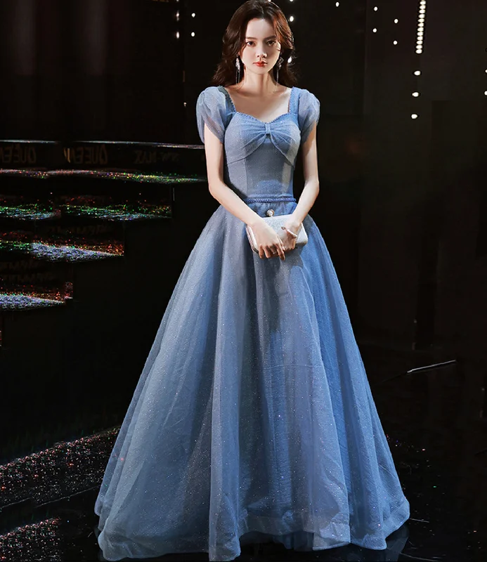 Women's Sports Apparel Blue tulle sequins long prom dress evening gown  10310