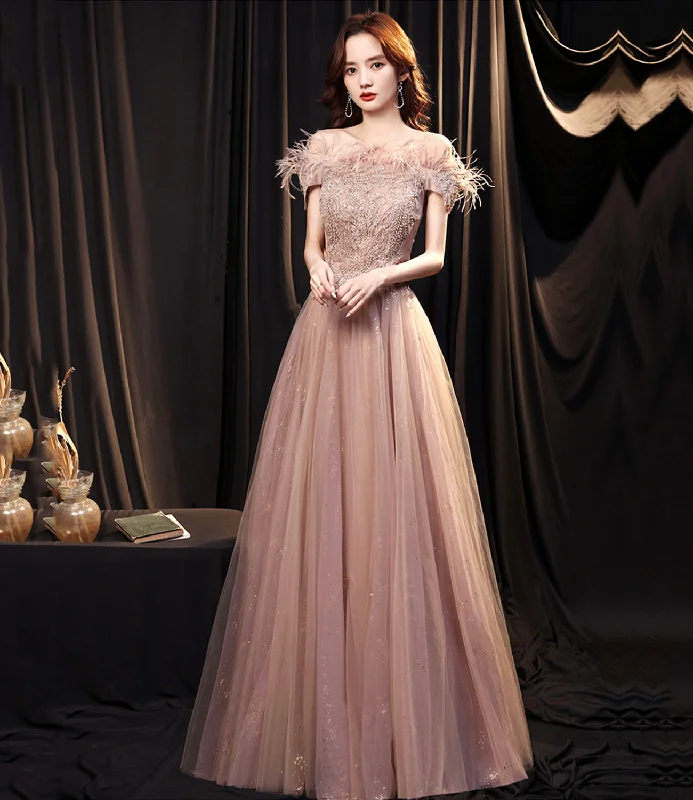 Women's Vintage Clothes Cute tulle lace long prom dress A line evening gown  10165