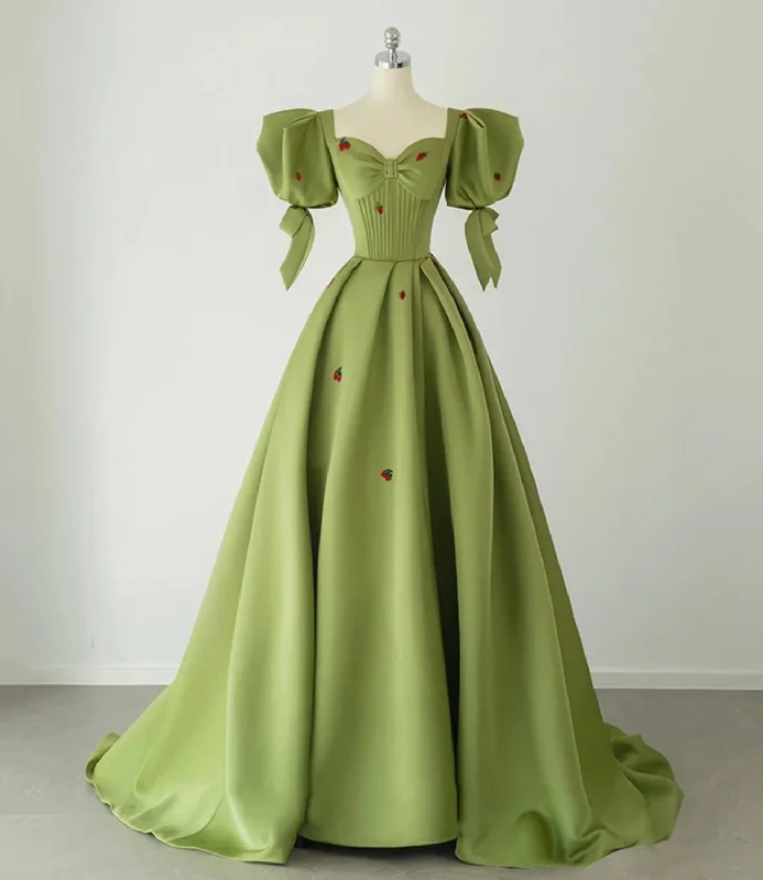 Women's Vintage Garments Cute strawberry long prom dress green evening gown  10393