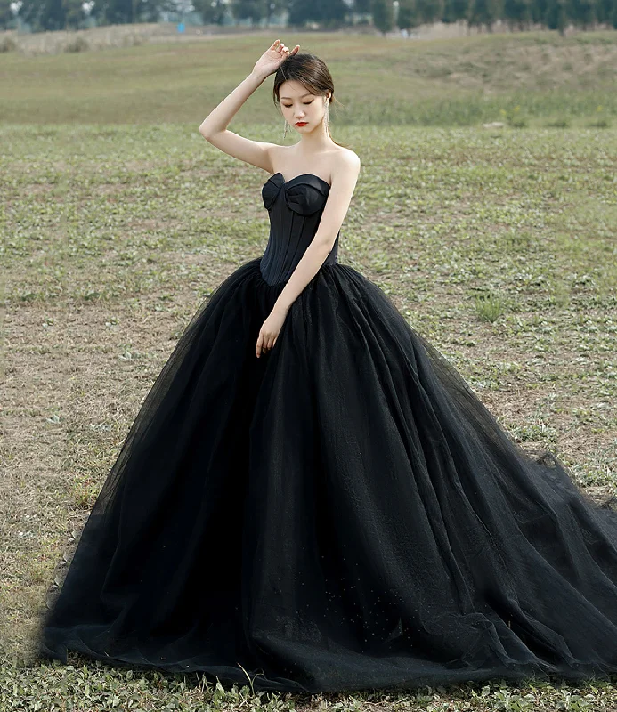 Women's Wardrobe Apparel Black tulle long ball gown dress evening gown  10305