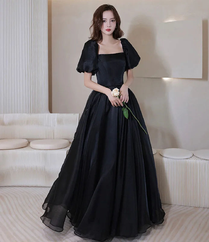 Stylish Clothes For Women Black tulle long prom dress A line evening gown  10207