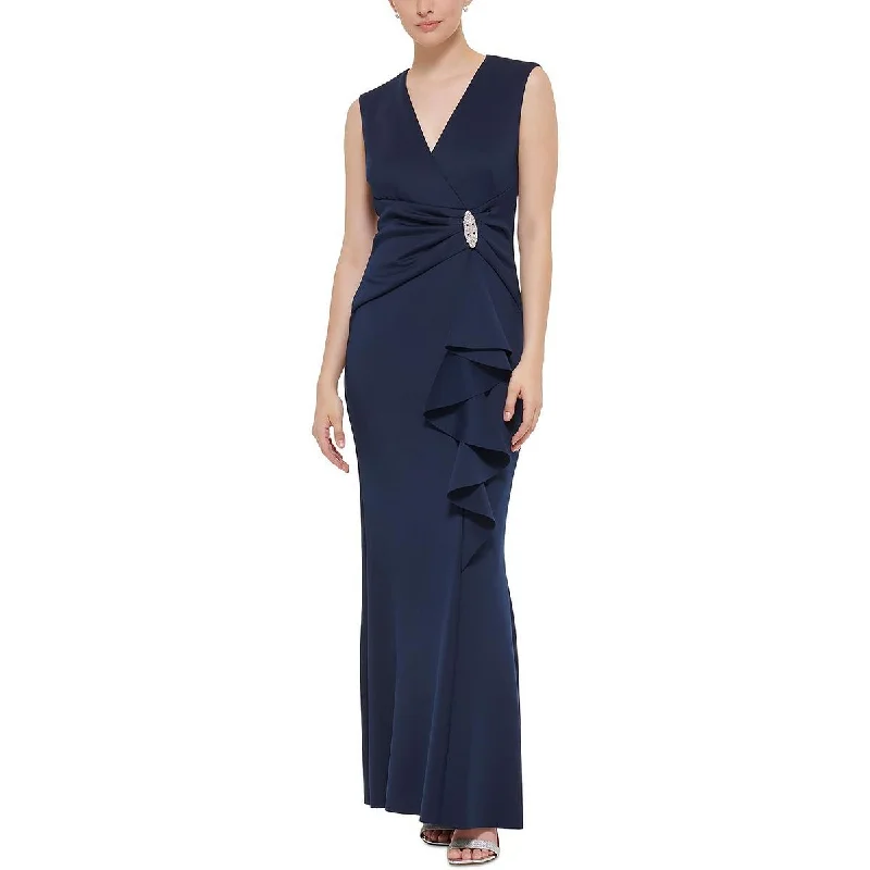 Women's Resort Attire Jessica Howard Womens Cascade Gown Ruffles Evening Dress