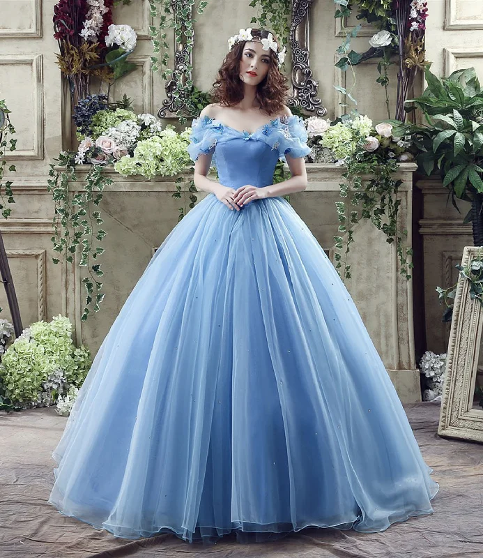 Women's Loungewear Clothes Blue tulle long A line prom dress evening gown  10185