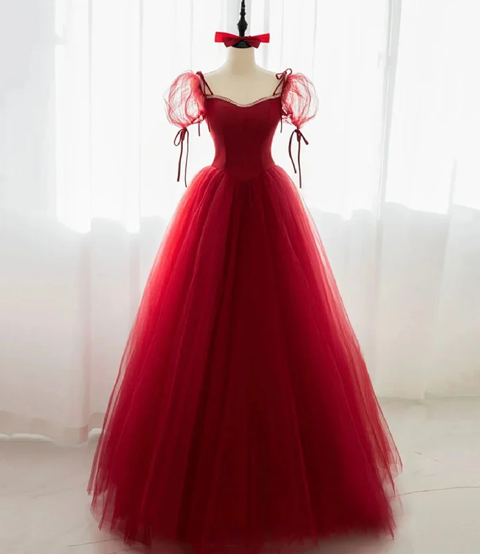 Stylish Women's Garments Red tulle long ball gown dress red evening dress  10599