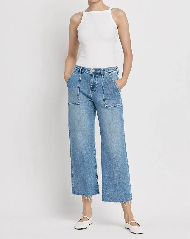 Clothing Sale High Rise Utility Wide Leg Jeans In Solicitous