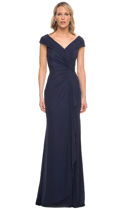 Clothing Woman La Femme 29996SC - Short Sleeve Jersey Formal Gown