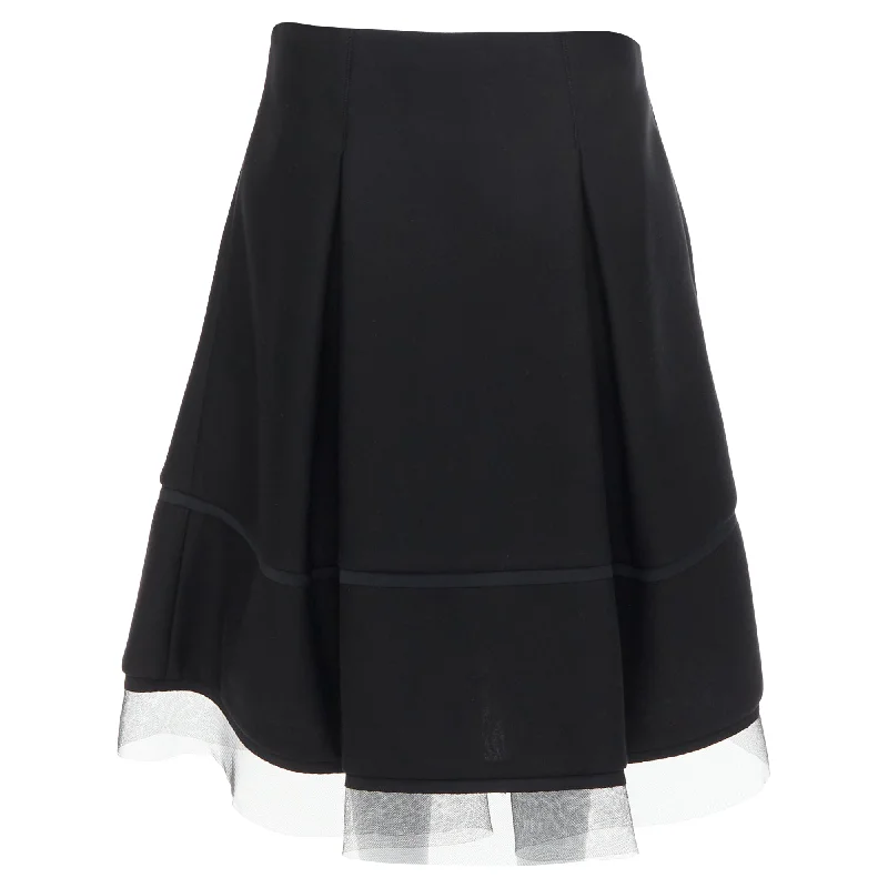 Stylish Women's Garments For Holidays Donna Karan Scuba Pleated Tulle Mesh Trim A-Line Skirt