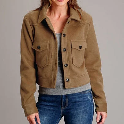 Stylish Women's Clothing Stetson Women's Novelty Solid Camel Wool Blend Jacket