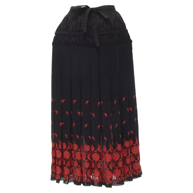 Women's Travel Apparel Comme Des Garcons Floral Embroidered Peplum Crin Skirt