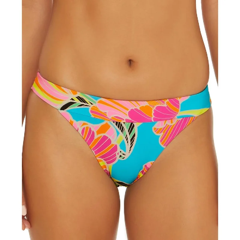 Comfortable Garments For Women Poppy Banded Hipster Womens Printed Nylon Swim Bottom Separates