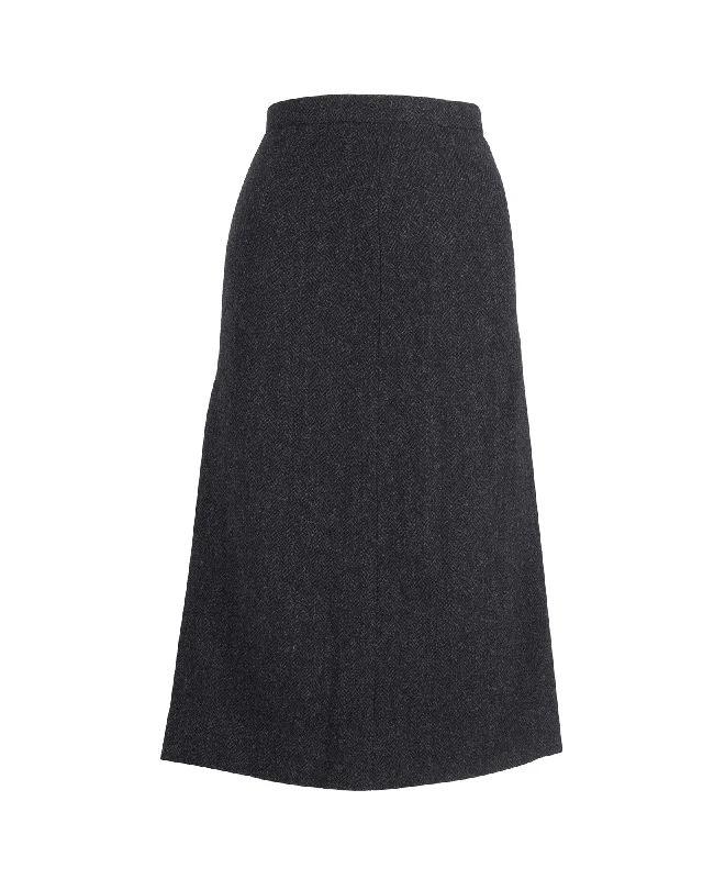 Sales For Clothes Joseph Herringbone Midi Skirt in Grey Wool