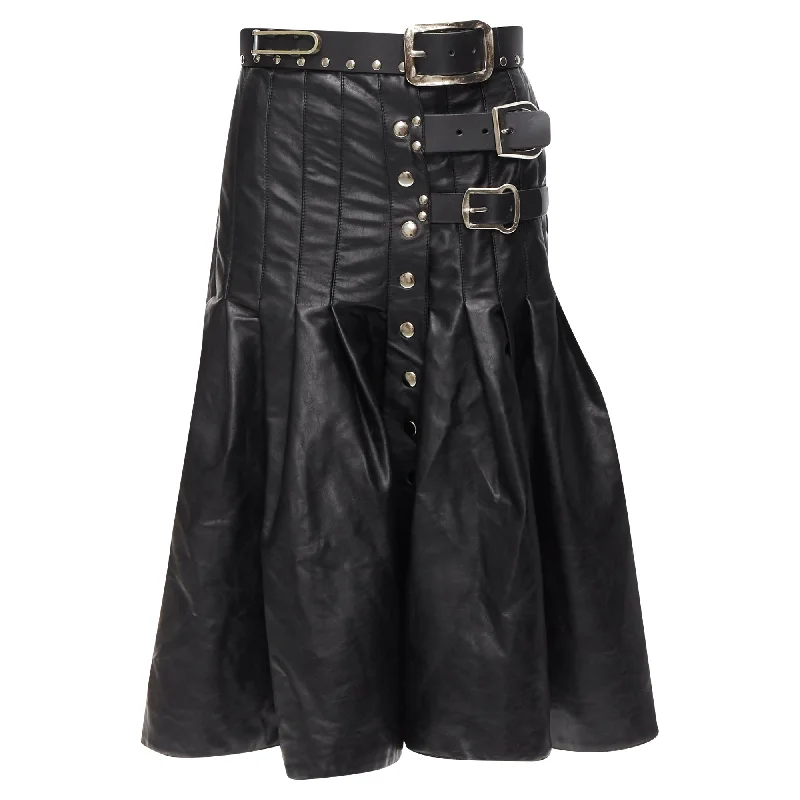 Women's Luxury Apparel Chopova Lowena Leather Belt Buckle Studded Gladiator Skirt