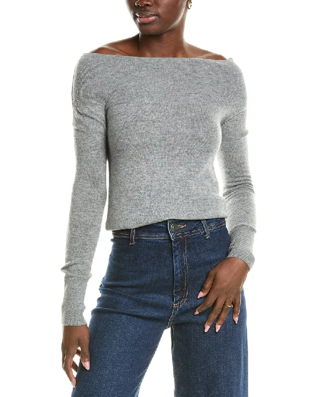 Classic Women's Apparel Brodie Cashmere Wool & Cashmere-Blend Off The Shoulder Jumper