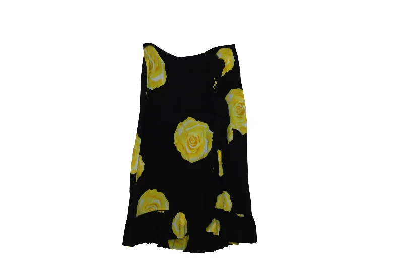 Women's Casual Attire Ganni Fayette Wrap Effect Floral Skirt in Black SIlk