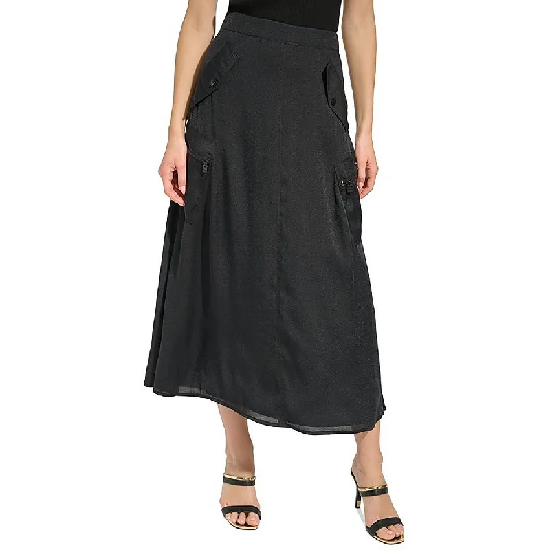 Women's Comfortable Lounge Garments Womens Irridescent Zipper A-Line Skirt