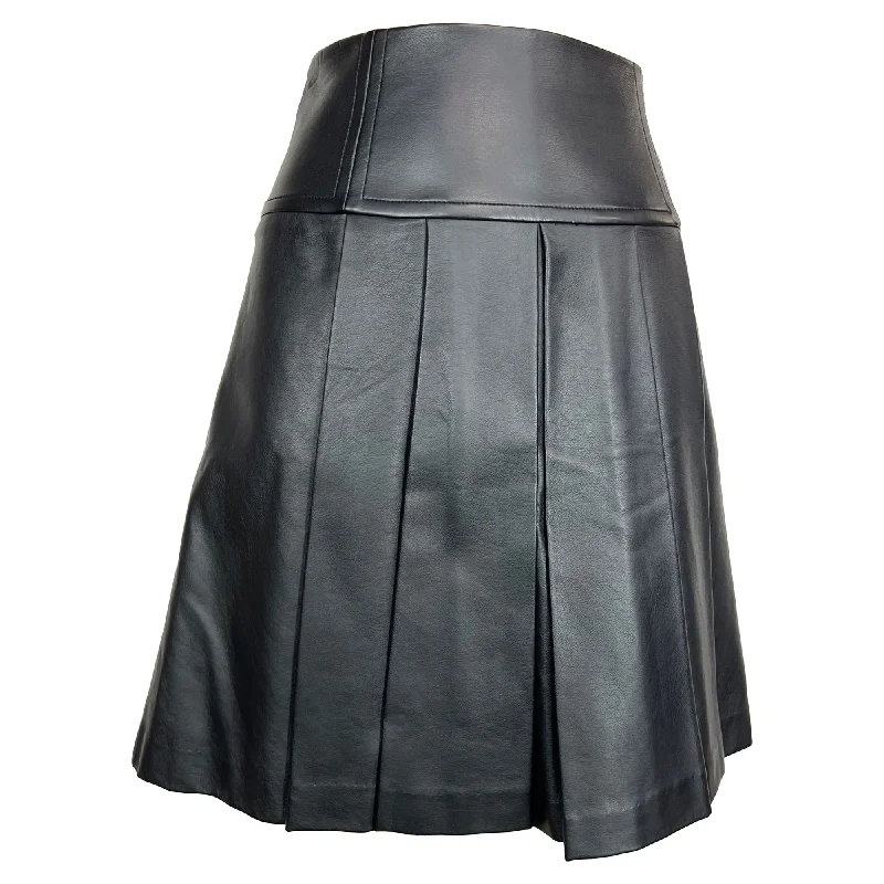 Stylish And Comfortable Clothing For Women Michael Michael Kors Pleated Skirt in Black Faux Leather