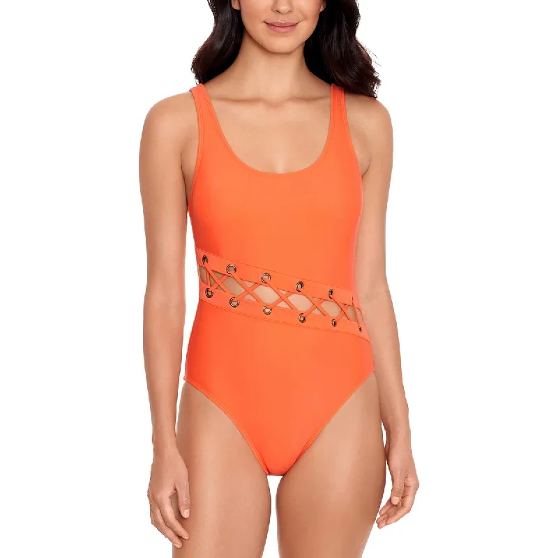 Women's Clothing For Everyday Wear Womens Removable Padding Laceup One-Piece Swimsuit