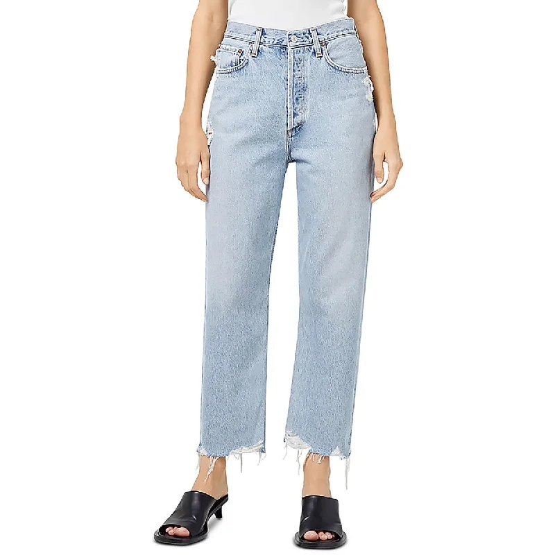 Women's Resort Attire Womens Distressed Organic Cotton High-Waisted Jeans