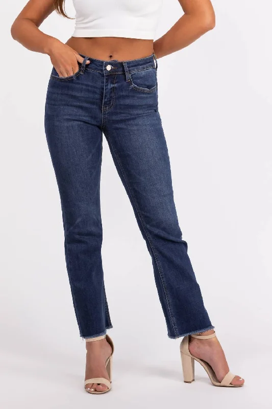 Fashion-forward Women's Wear Keep Trying Mid-Rise Kick Flare Denim Jeans In Dark Wash