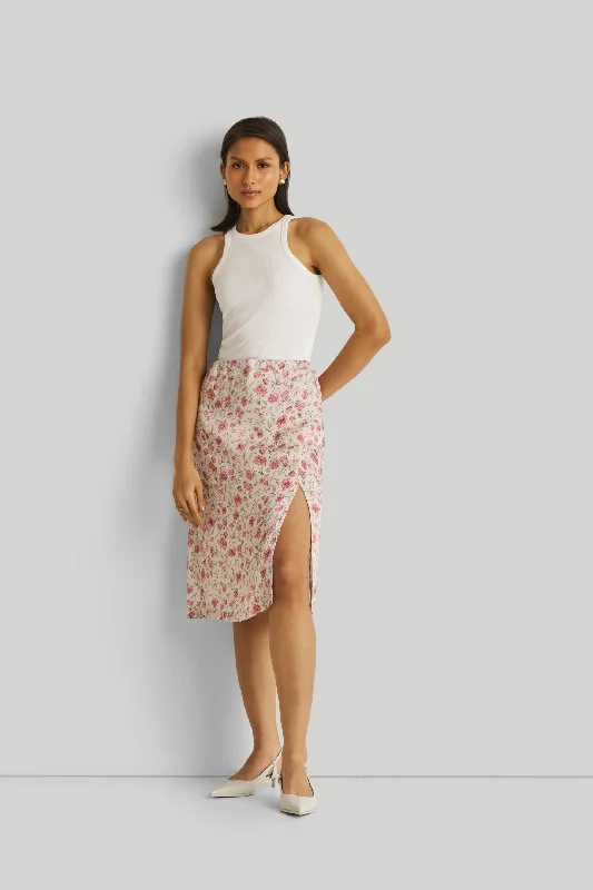 Women's Party Outfit Brunch Skirt in Pink Florals