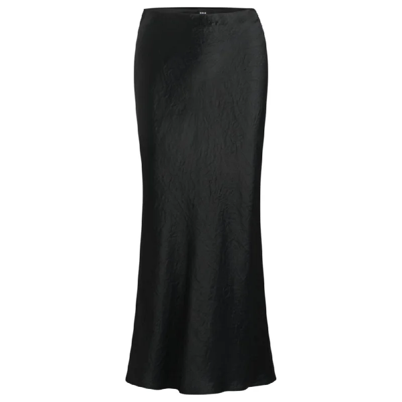 Women's Seasonal Clothes Midi-length skirt in crinkled satin-touch fabric