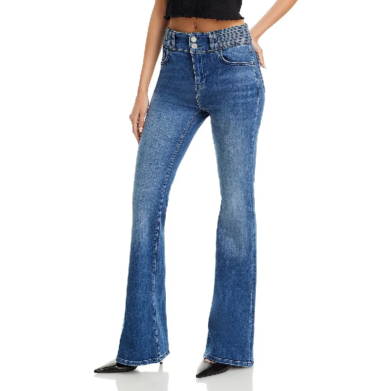 Women's Plus-Size Clothes Womens Flare High Waisted Flared Jeans