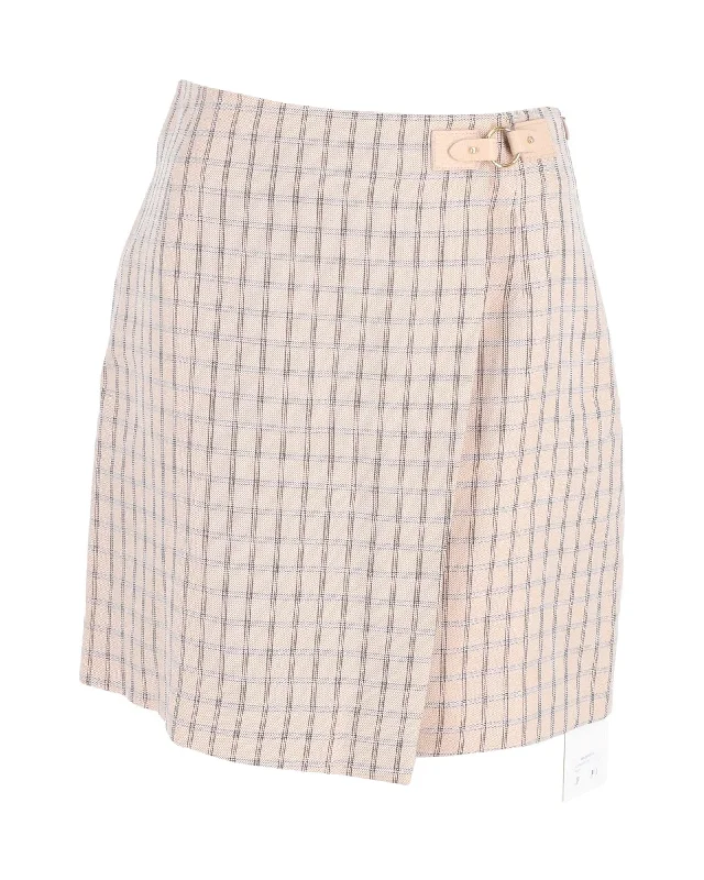 Affordable Women's Outfit Sandro Paris Meredith Checked Mini Wrap Skirt in Pink Cotton