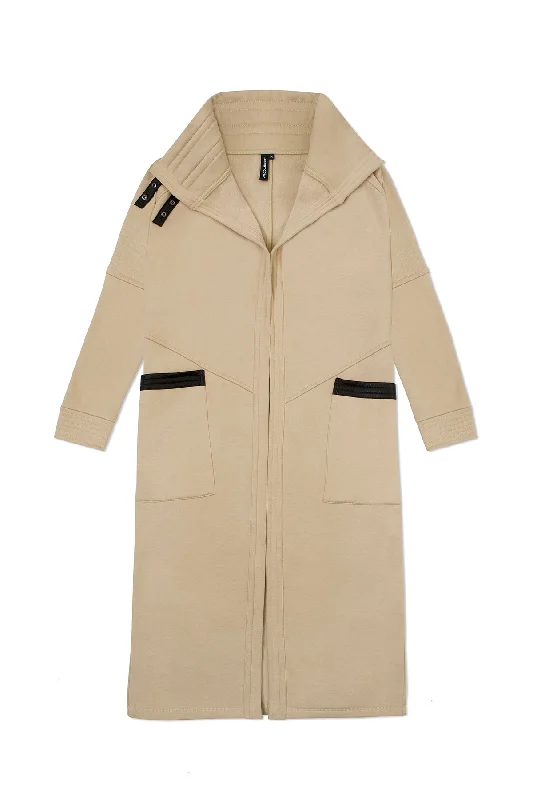 Women's Chic Outfit DUSTER COAT IN TAN FLEECE