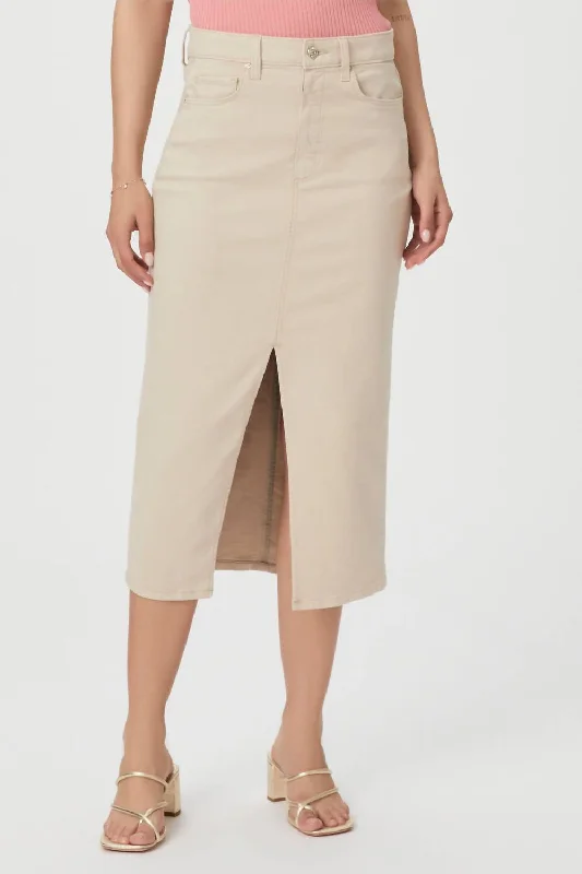 Stylish Women's Outerwear Apparel Angela Midi Skirt In Soft Beige