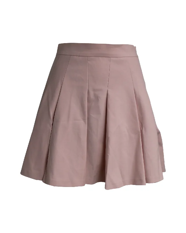 Discount Price Red Valentino Pleated Mini Skirt in Pastel Pink Cotton