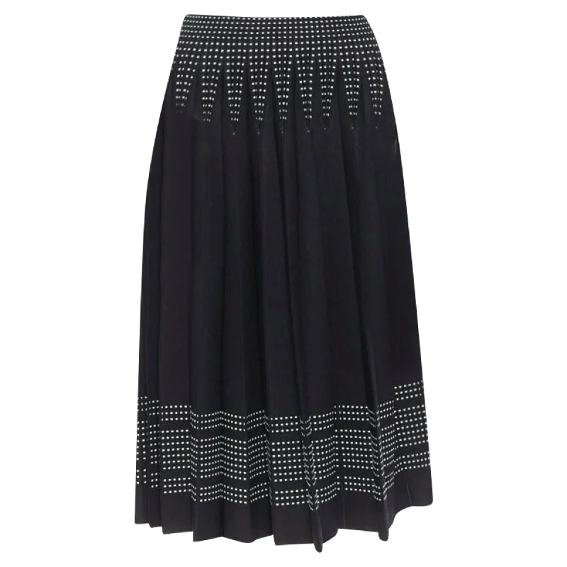 Women's Date Night Outfit Alexander McQueen dot jacquard knit pleated midi skirt