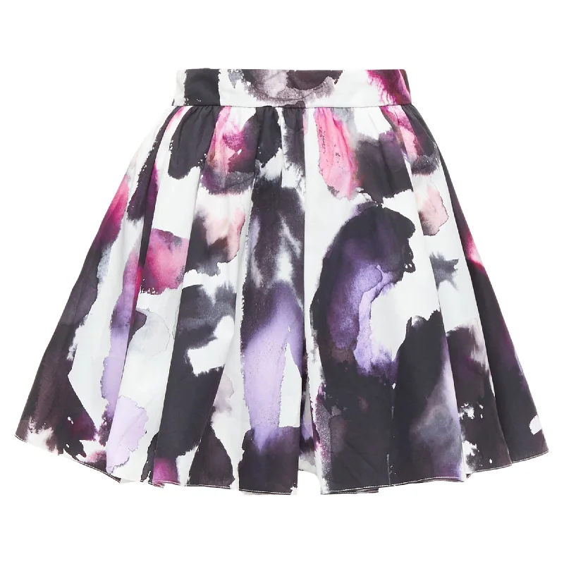 Vintage-Inspired Women's Clothes Alexander McQueen watercolor paint print pleated skirt