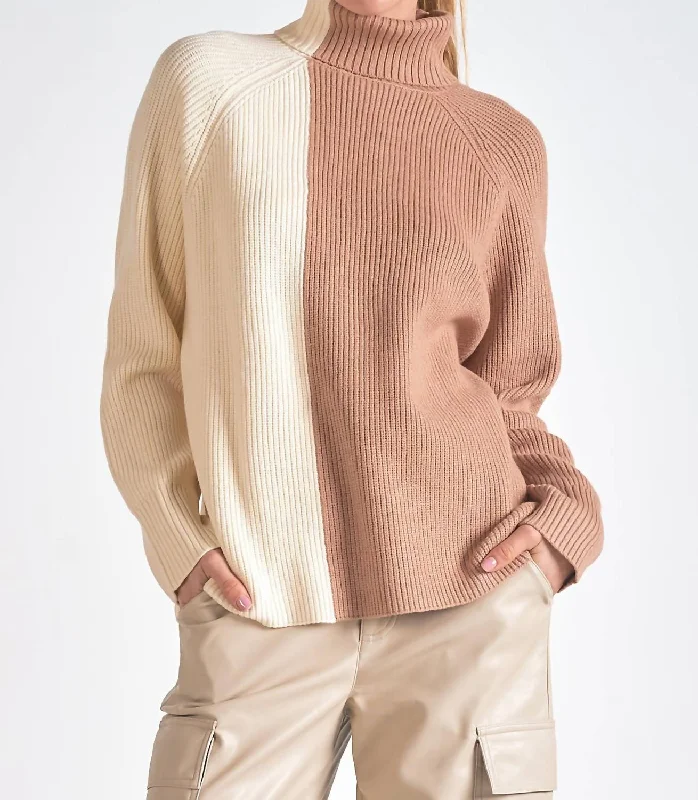 Vintage-Inspired Garments Donna Sweater In Beige/white