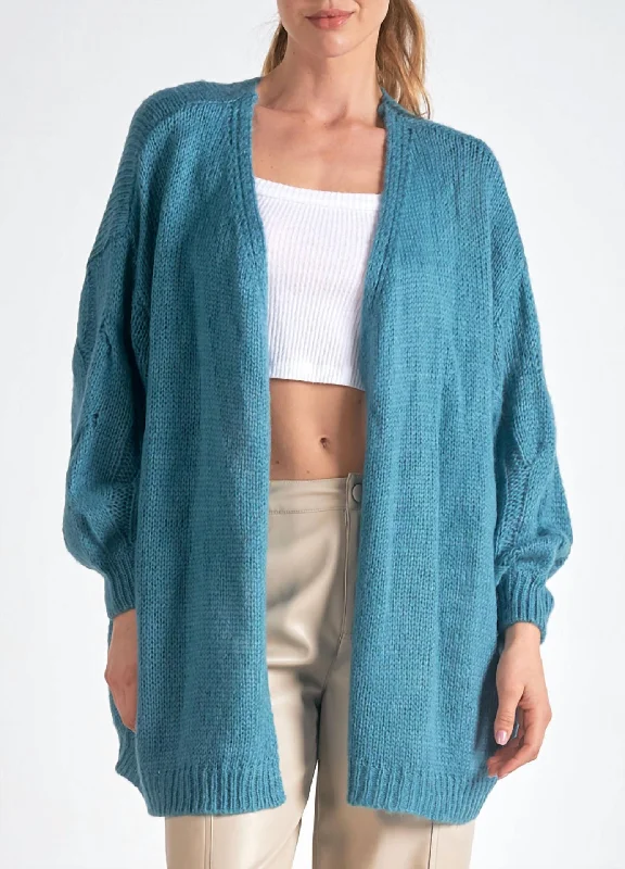 Women Wear Boutique Love Sweater Cardigan In Blue