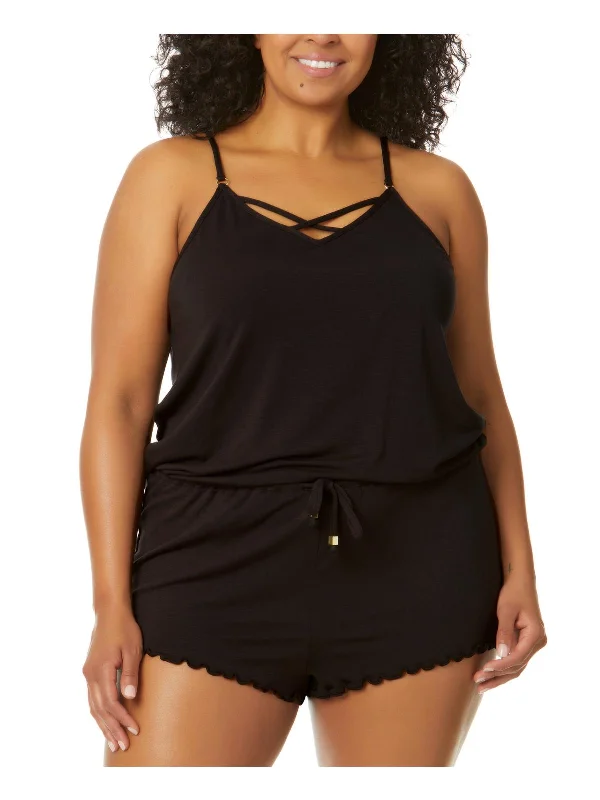 Women's Casual Clothing For Lounging Plus Womens Cut-Out Romper Cover-Up