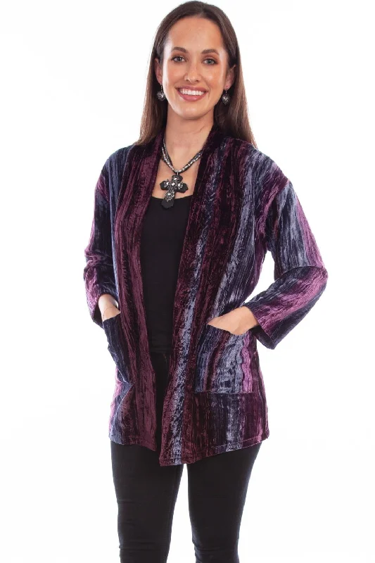 Women's Vacation Garments Scully Womens Two Pockets Plum Nylon Viscose Cardigan Sweater M