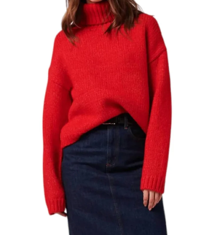 Women's Comfortable Lounge Outfit Amelie Sweater In Scarlet