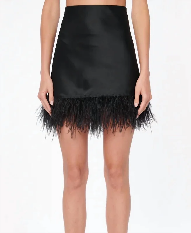 Women's Evening Garments Aviva Feather Mini Skirt In Black