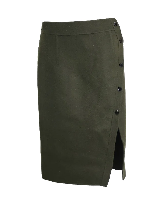 Flash Sale Or Flash Sales Sandro Side Button Pencil Skirt in Olive Wool