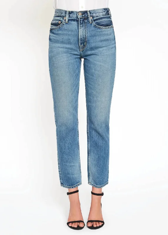 Trendy Women's Fashion Claude Straight Jean In Hand-Sanded Blue