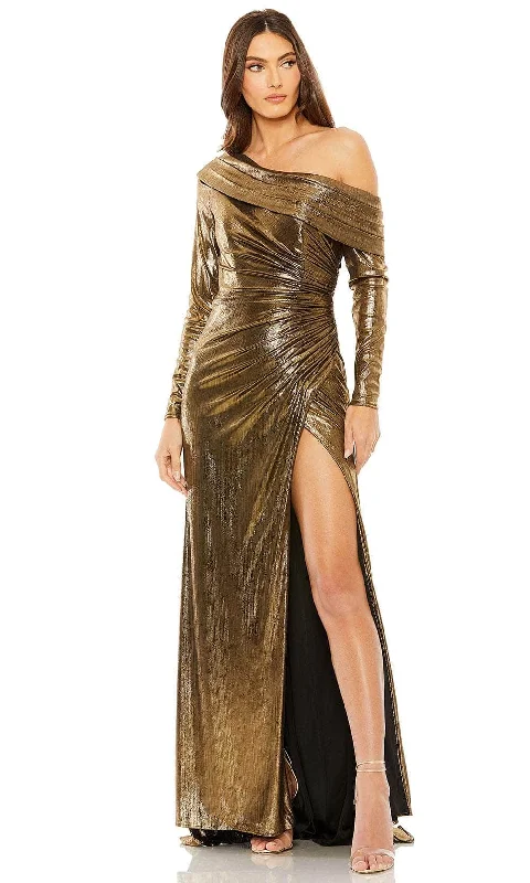 Affordable Women's Fashion Ieena Duggal 27175 - Asymmetric Metallic Evening Gown