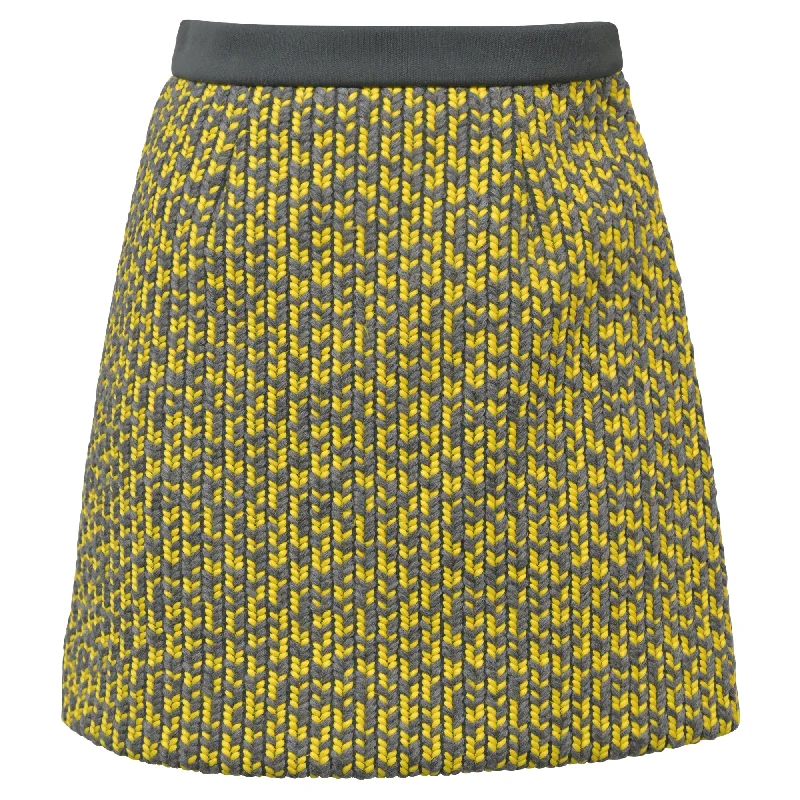 Women's Professional Outfit Balenciaga A-line Knit Mini Skirt in Yellow Polyester