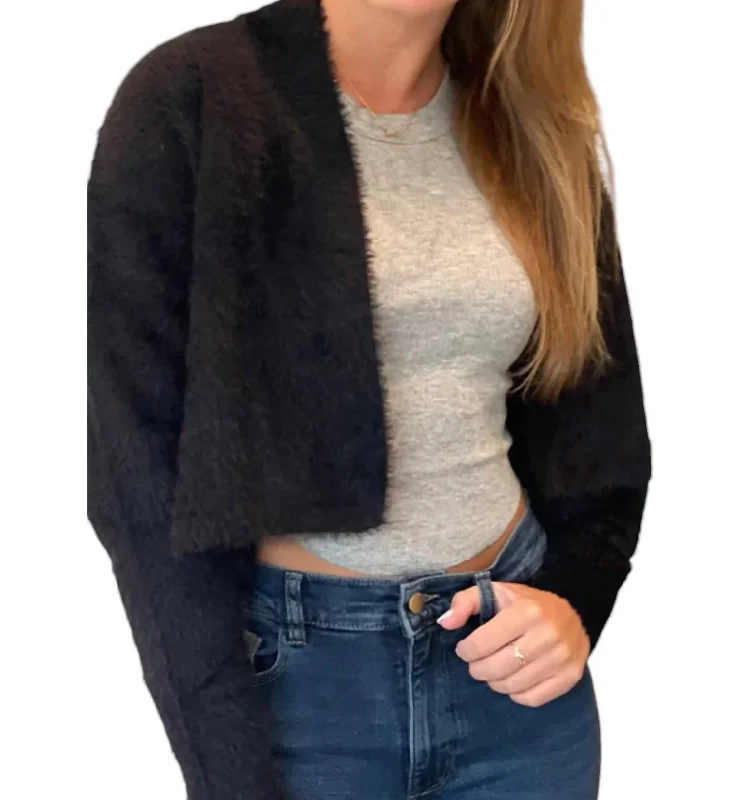 Women's Everyday Garments Mila Fuzzy Cardigan In Black