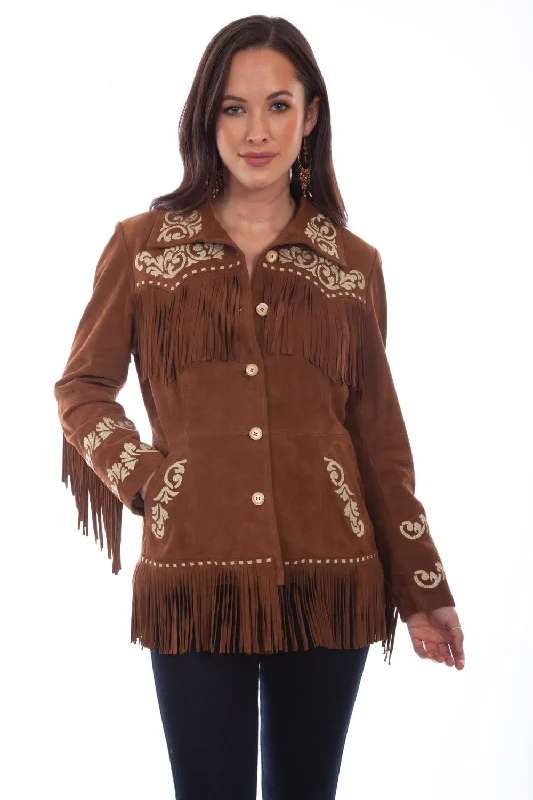 Women's Clothing And Garments Sets Scully Womens Cinnamon Leather Western Fringe Jacket XXL