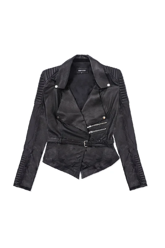 Contemporary Women's Clothing DRAPED MOTORCYCLE JACKET