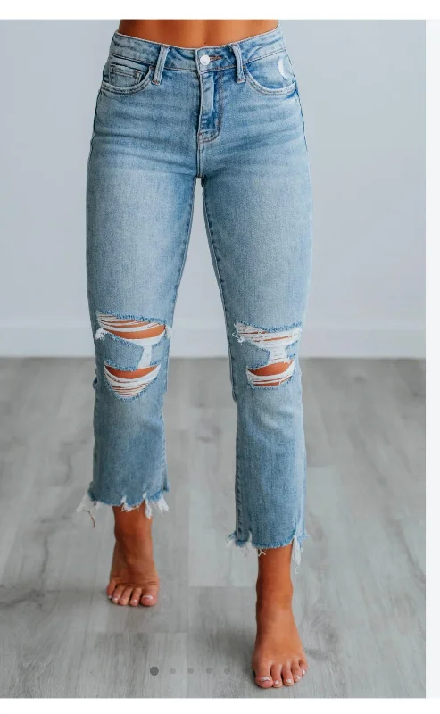 Affordable Women's Attire High Rise Fray Hem Relaxed Straight In Denim