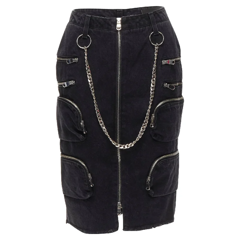 Women's Party Outfit Faith Connexion NTMB denim punk chain multi pockets skirt