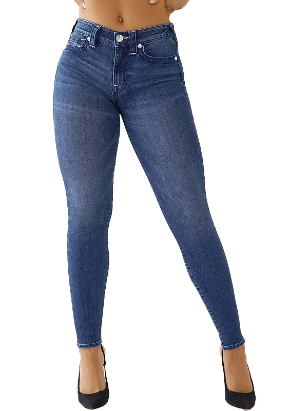 Vintage-Inspired Women's Clothes Jennie Curvy Womens Mid-Rise Whisker Wash Skinny Jeans