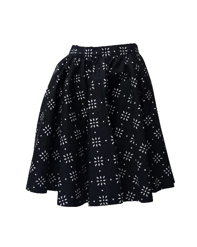 Exclusive Women's Fashion Collection MSGM Skater A-line Skirt in Black Cotton